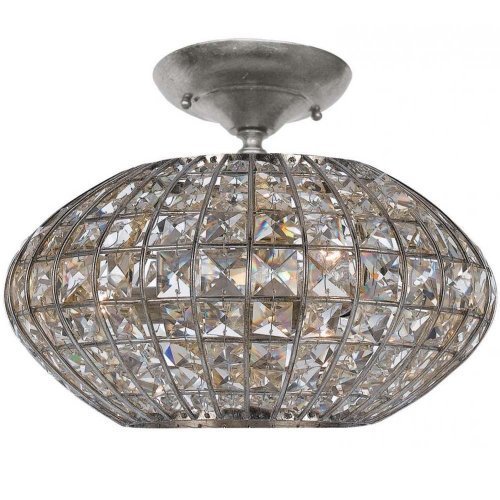 Crystorama Lighting 340-SA Semi Flush Mount with Golden Gray Clear Hand Cut Glass Shades, Antique Silver by Crystorama...
