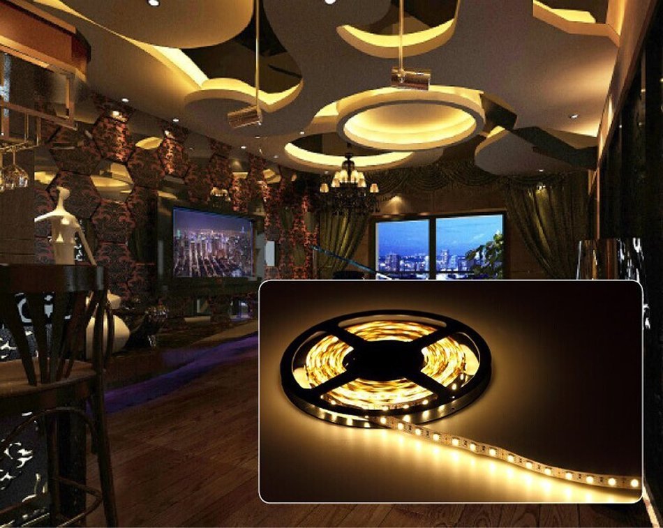 TOP YAO 16.4ft 3528 120led/m SMD Flexible Ribbon 600 LED 9.6w/m Waterproof Cuttable Strip Light for Home Party... N9
