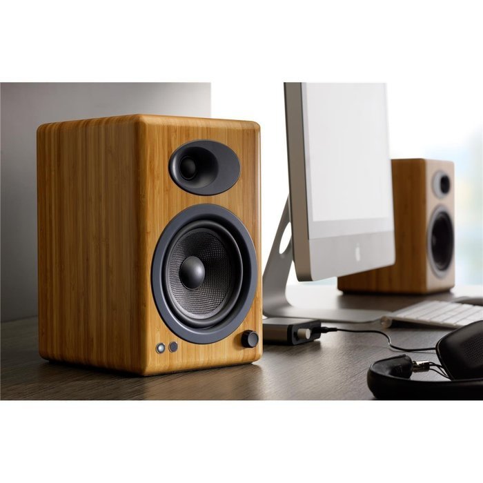 Music Hall USB-1 Turntable Package With Pair of Audioengine A5+ Bookshelf Speakers (Bamboo) N3