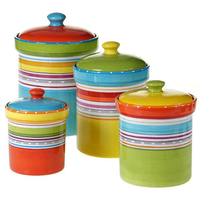 Certified International 25630 4 Piece Mariachi Canister Set, Multicolor