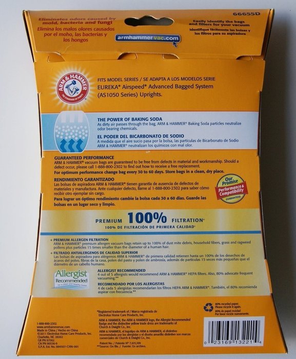 Arm and Hammer Eureka AS Premium Vacuum Cleaner Bags - Box of 3 N2