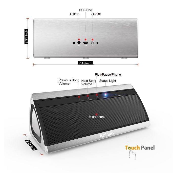 Aolaifo 3D HD Bluetooth Wireless Speaker for 10 Hours Music Streaming & Hands-Free Calling with Passive Sub Woofer... N7