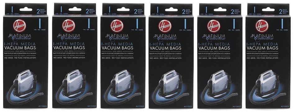 Hoover Type I HEPA Bag , AH10005 (6 Packs of 2: Total 12 bags)