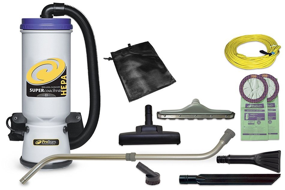 ProTeam Backpack Vacuums Super CoachVac HEPA Commercial Backpack Vacuum Cleaner with Versatile Tool Kit & Telescoping... N10
