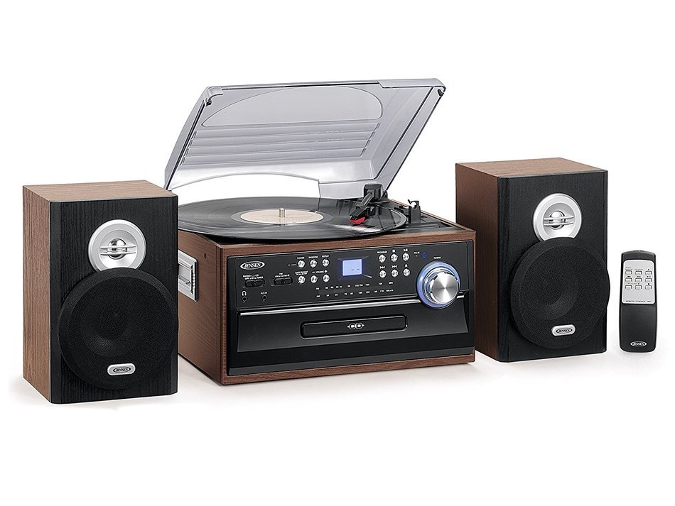 Jensen 3-Speed Turntable Music System Limited Edition JTA475W LCD Display with Front Loading CD Player , AM/FM... N2