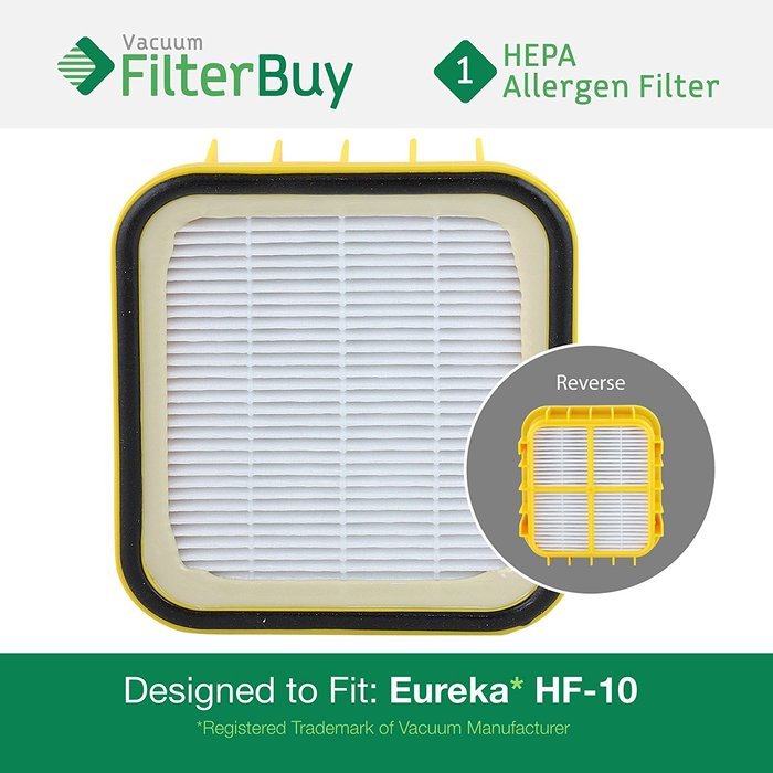 Eureka HF10 HEPA Replacement Filter, Part # 63347. Designed by FilterBuy to fit HF10 Eureka Upright Vacuum Cleaners
