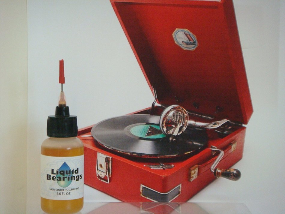 Liquid Bearings, synthetic oil for vintage phonographs and turntables, gets old tables moving again!