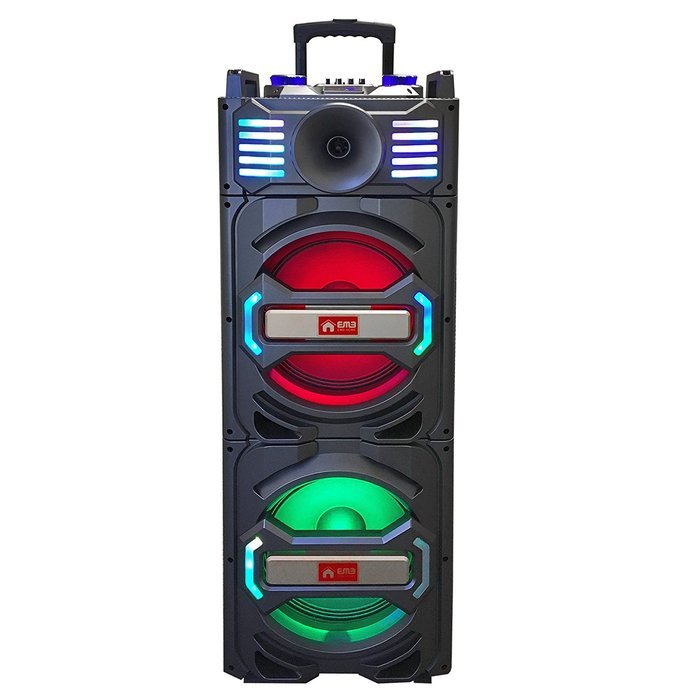 EMB PKL2200 Proffessional 2000W Double 12" Woofer w/ LED Lights - Trolley LOUD Portable Rechargeable Speaker System... N2