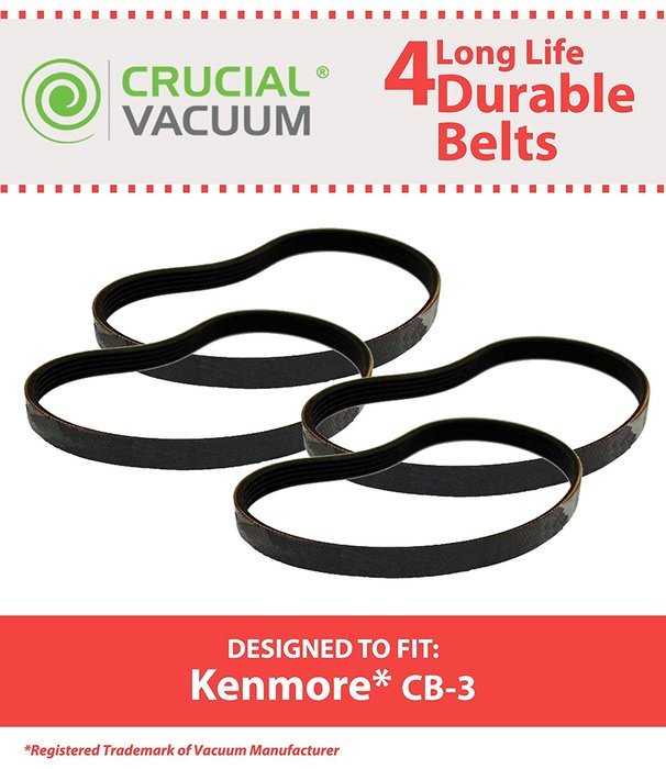 4 Durable Kenmore CB-3 Belts, Fit Kenmore PowerMate Canister Vacuums, Compare to Part # 20-5218, Designed & Engineered...