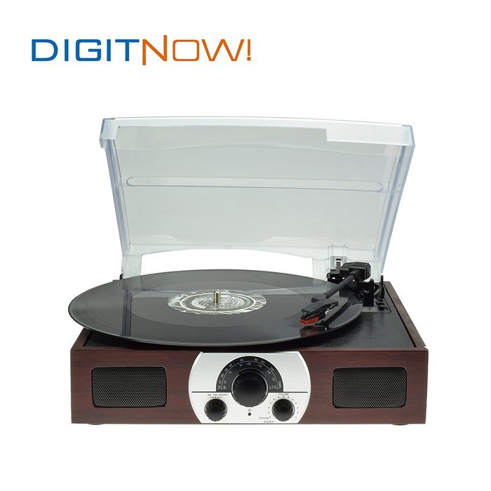Digitnow!3-Speed Stereo Turntable with AM/FM Stereo Radio - AUX IN & OUT