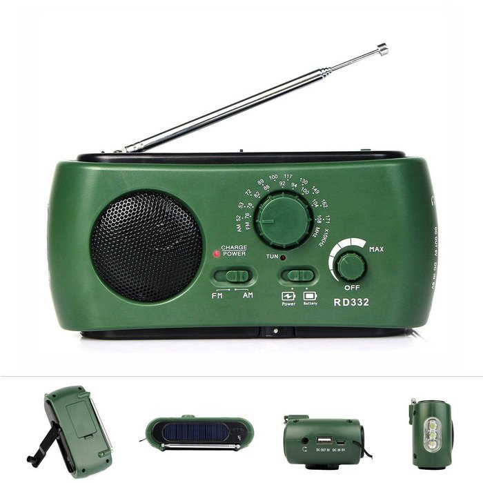 TIVDIO RD-323 Emergency Radio with AM FM Solar Hand Crank Dynamo Self Powered LED Flashlight Smart Phone Charger... N5