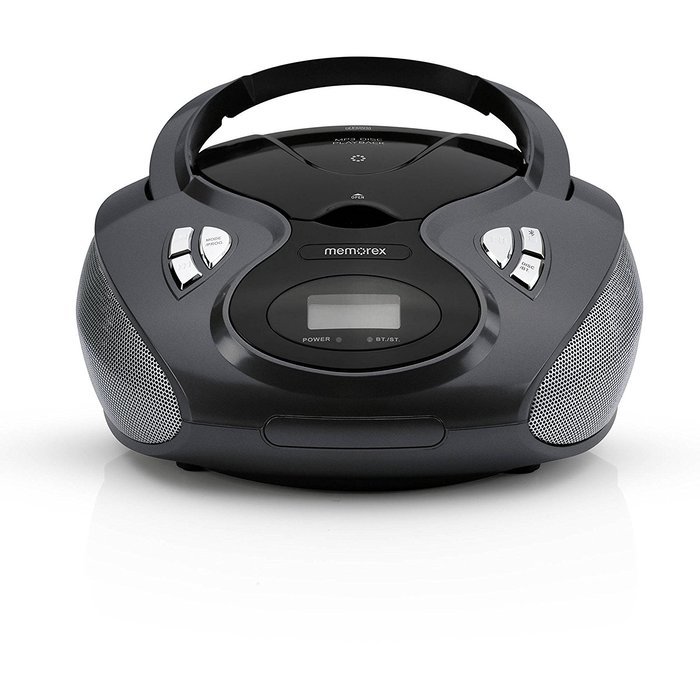 Bluetooth CD/MP3 Boombox AM/FM Tuner with Digital Display Memorex MP3451BLK - Black (Refurbished) N2