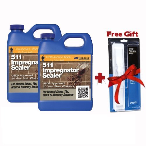 Miracle Sealants 511 Impregnator Penetrating Sealer 64 Oz. Penetrating Sealer (2 Quarts) Free Mira Brush Applicator...