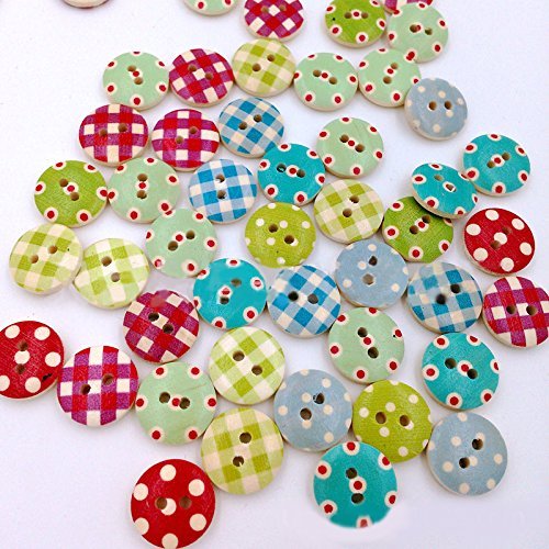 MuLuo 100pcs/Pack High-Grade Colored Round Buttons Buttons for Sewing and Crafting Holes Colored Printing