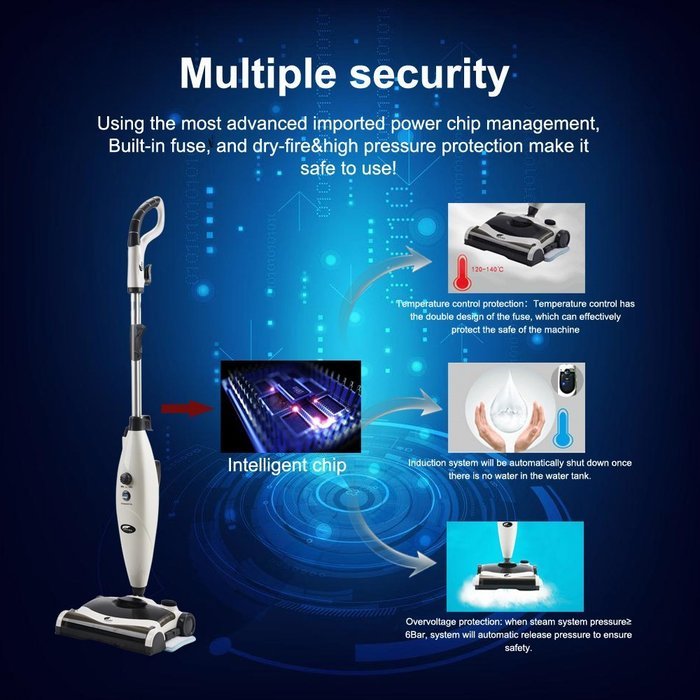 Hausbell MW8100 All-in-One Sweeper and Steam Mop for Floor and Carpet Pet Hair Eraser with 2 Mop Pads N8