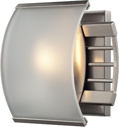 Elk 31355/1 7-Inch Winslow 1-Light Bathbar with Curved Frosted Glass Shade, Brushed Nickel Finish by Elk