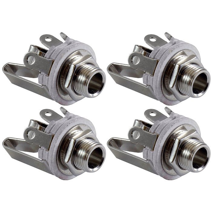 GLS Audio 1/4" Jacks Female TRS Stereo Panel Mount Jack - 4 PACK