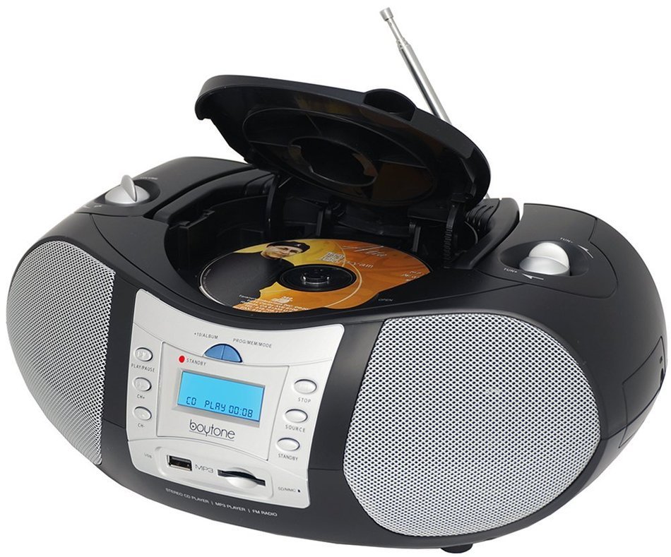 Boytone BT-6B CD Boombox Black Edition Portable Music System with CD Player & USB/SD/MMC Slot, Digital FM Radio... N3