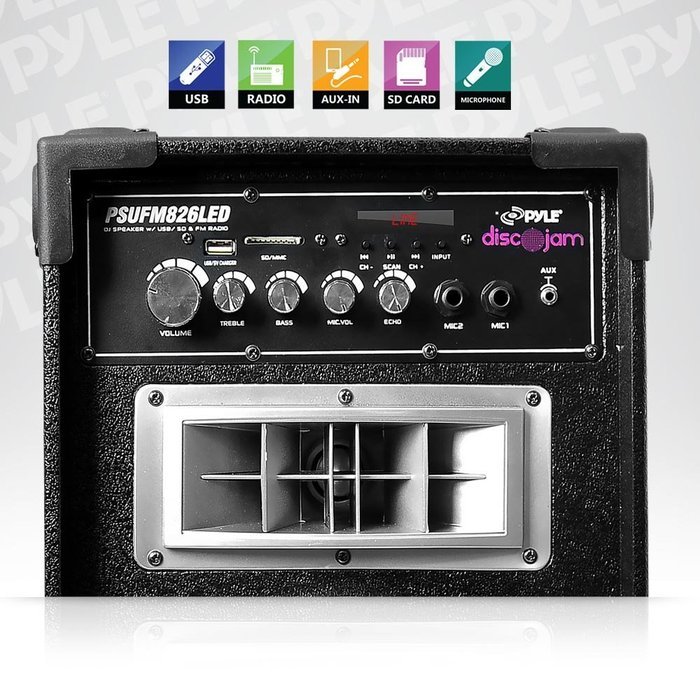 Pyle Disco Jam Dual 6.5&rdquo; Karaoke Bookshelf Stereo Speaker System, 2 Mic Inputs and Built in LED Party Lights N5