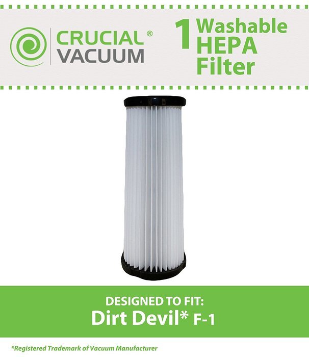 Dirt Devil F-1 Washable HEPA Filter; Fits Dirt Devil F-1; Part # 2-JC0280-000; Designed & Engineered by Crucial...