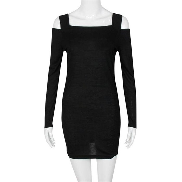 Women Dress,Haoricu Fall Women Crew Neck Long Sleeve Off Shoulder Knit Knitwear Short Mini Dress N3