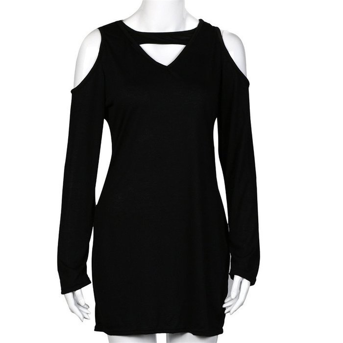 Women Dress,Haoricu Fall Women Sexy V-collar Strapless Skull Hollow Long-sleeved Dress N8