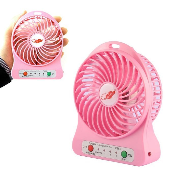 Rasse&reg; FB96 4-inch Portable USB Fan with 2200MAH Rechargeable Battery and Flashlight, for Traveling,Fishing,Camping... N18