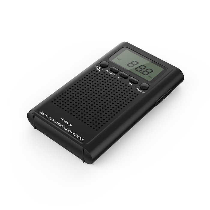 Horologe Pocket Handy AM/FM Radio with Clear Sound Speaker, LCD Screen, Alarm, Digital Clock, 3.5mm Earphone Jack... N3