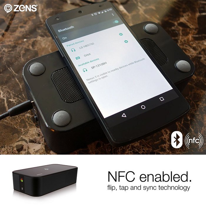 ZENS Portable Bluetooth Speaker Wireless Charger Power Bank &ndash; Qi Charging - 2 x 5W Speakers &ndash; NFC Enabled - for... N6
