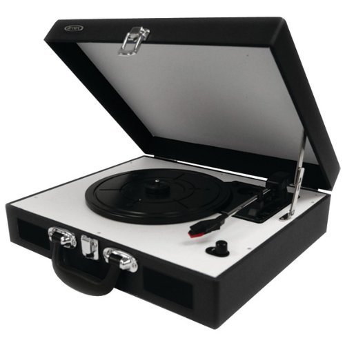 New JENSEN JTA-410-BLK Portable 3-Speed Stereo Turntables with Built-in Speakers (Black)