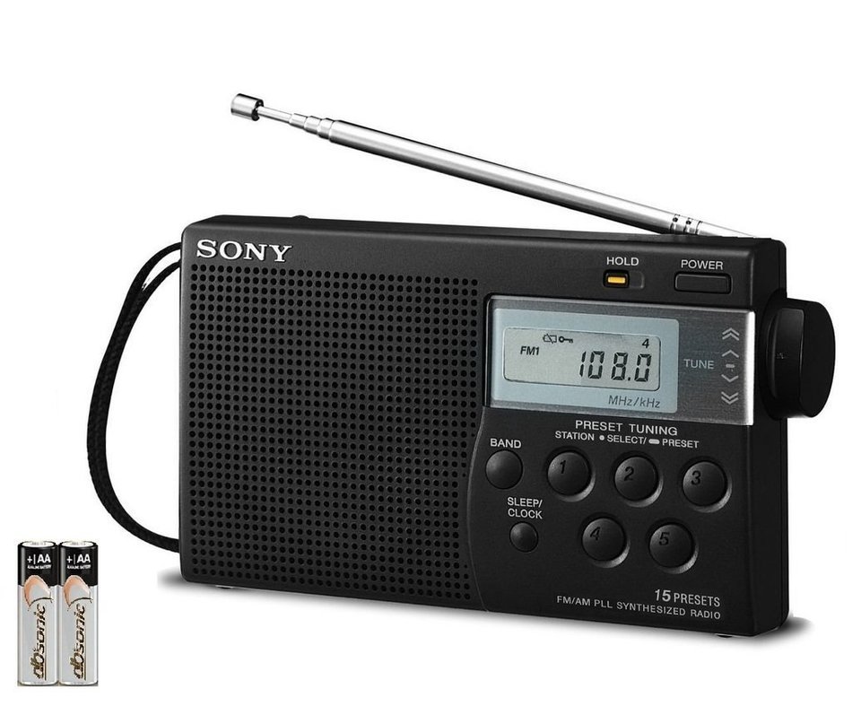 Sony Portable AM/FM Transistor Radio with Built-in Speaker, Headphone Jack, LED Tuning Indicator & Carry Strap... N7