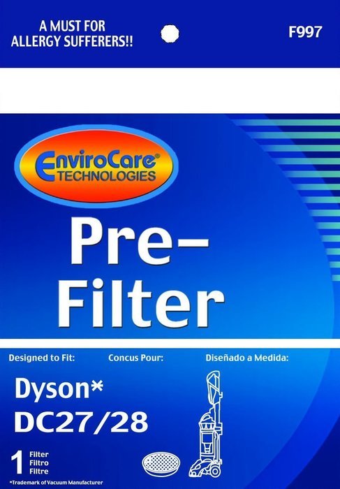 1 X Dyson DC28 Animal, DC27 Total Clean Washable and Reusable Replacement Pre-Motor Purple Sponge Filter, Fits...
