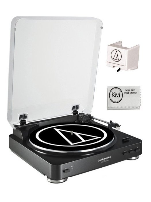 Audio-Techinca Belt-Drive Black Turntable with ATN3600L Stylus AT-LP60BK-USB