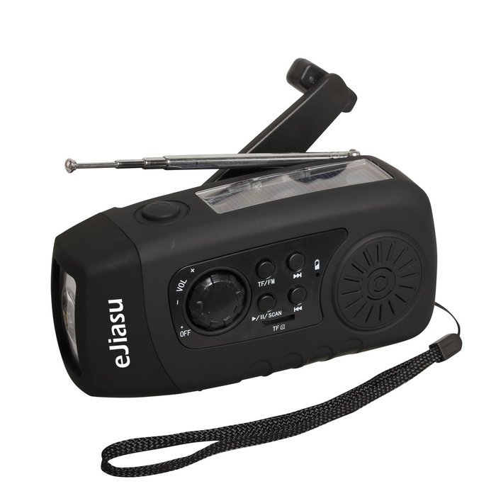 eJiasu Multifunction Dynamo Solar Hand Crank Self Powered FM Radio, [2000mAh] Emergency Power Bank & LED Flashlight... N9