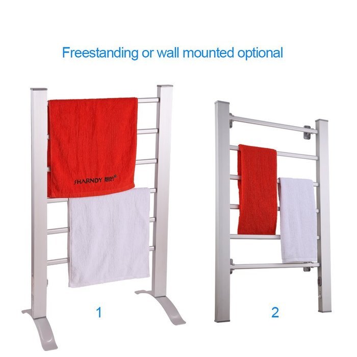Sharndy ETW78 Free-Standing Electric Towel Warmers, 895 x 555 x 355mm, Silver Grey