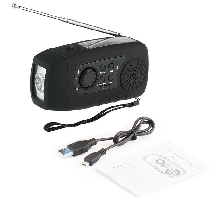 iMinker Portable Emergency Solar Hand Crank Self Powered FM Radio with [2000mAh] USB Power Bank, LED Flashlight... N2