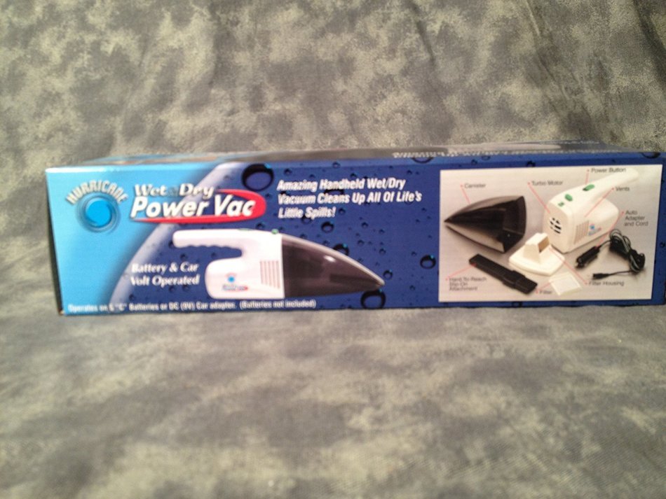 Portable Wet & Dry Power Vacuum Cleaner, Cordless, Hurricane HPV12 (Car Adaptor Included)