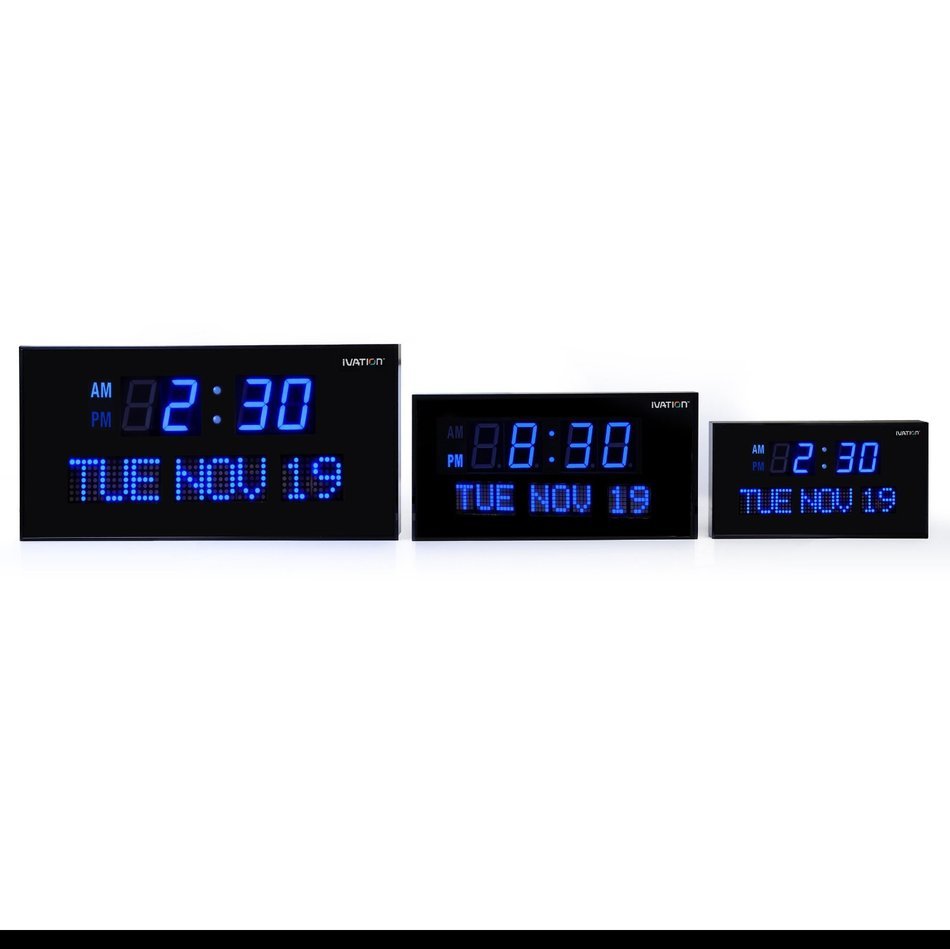 Ivation JID0222GRN Big Oversized Digital GreenLED Calendar Clock with Day and Date (Green) N8