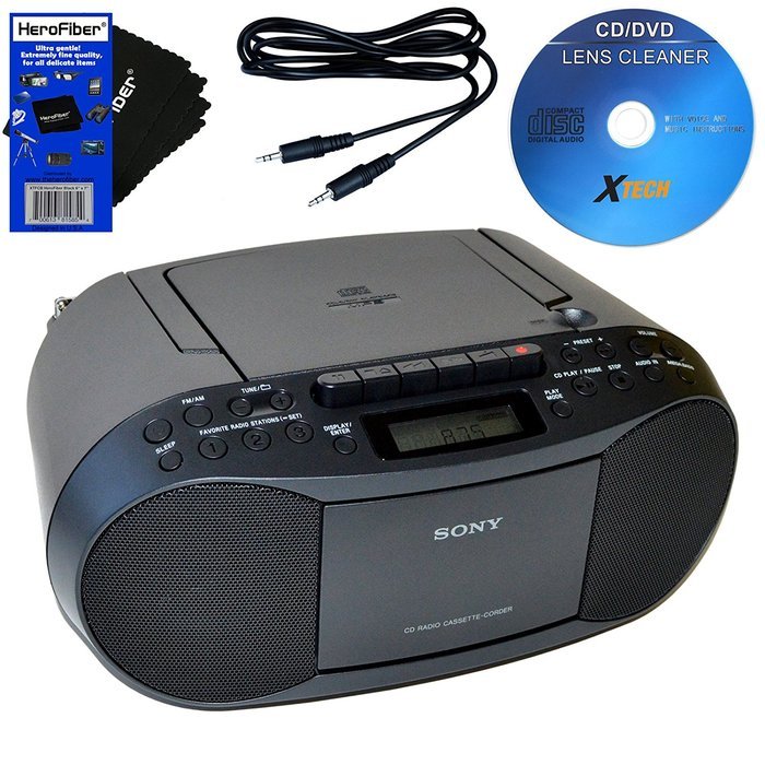 Sony CD Radio Cassette Recorder Bundled with AC Power Auxiliary Cable for iPods, iPhones, Smartphones, MP3 Players... N5