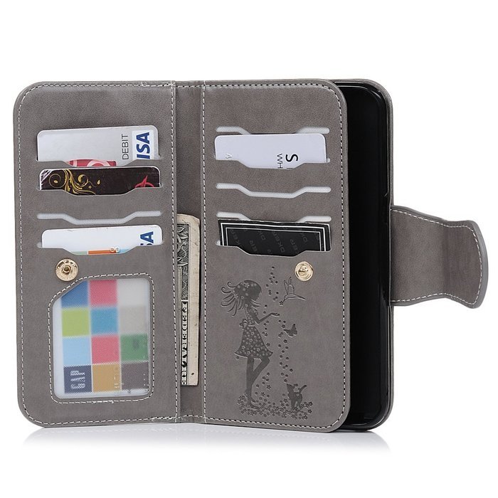 Badalink Galaxy S7 Edge Wallet Case 9 Card Slots Plastic Mirror Hand Strap Stand Feature Embossed PU Leather Flip... N21