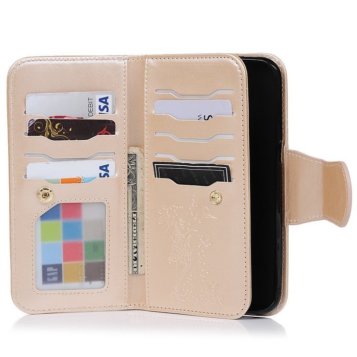 Badalink Galaxy S7 Edge Wallet Case 9 Card Slots Plastic Mirror Hand Strap Stand Feature Embossed PU Leather Flip... N30