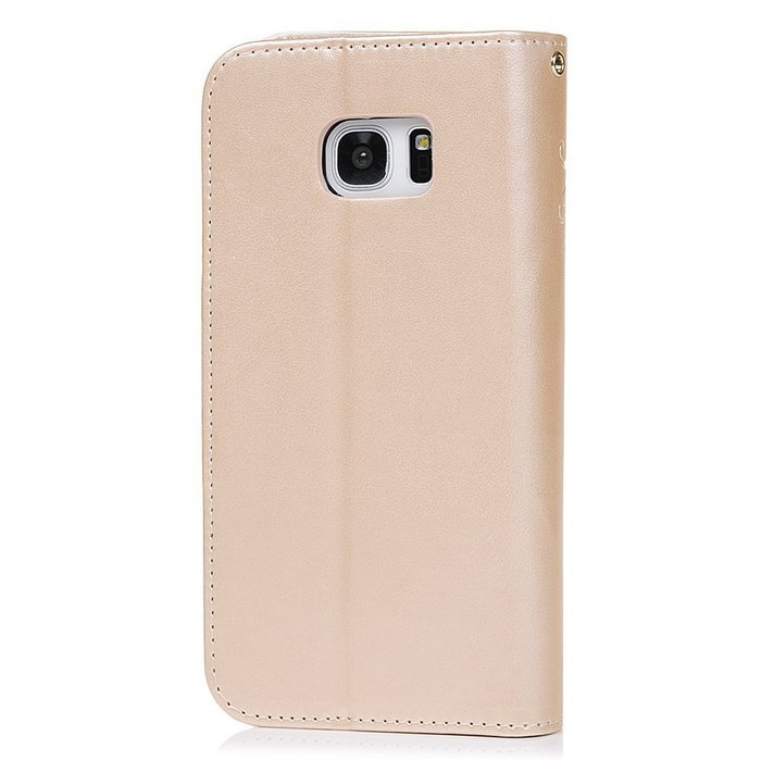 Badalink Galaxy S7 Edge Wallet Case 9 Card Slots Plastic Mirror Hand Strap Stand Feature Embossed PU Leather Flip... N31