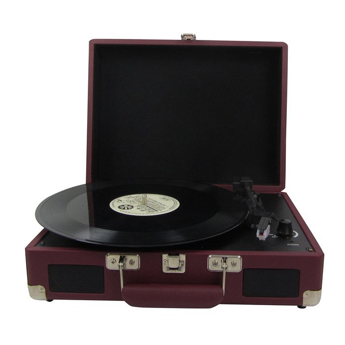 Keni Portable Turntable Suitcase Player Red, Supports RCA Output / Headphone Jack / MP3 / Mobile Phones Music... N4