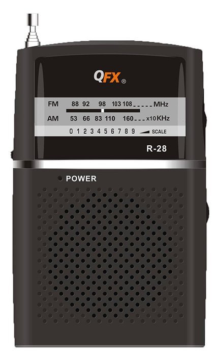 QFX R-28BLK/BK Rubberized 2-Band AM/FM Radio (Black)