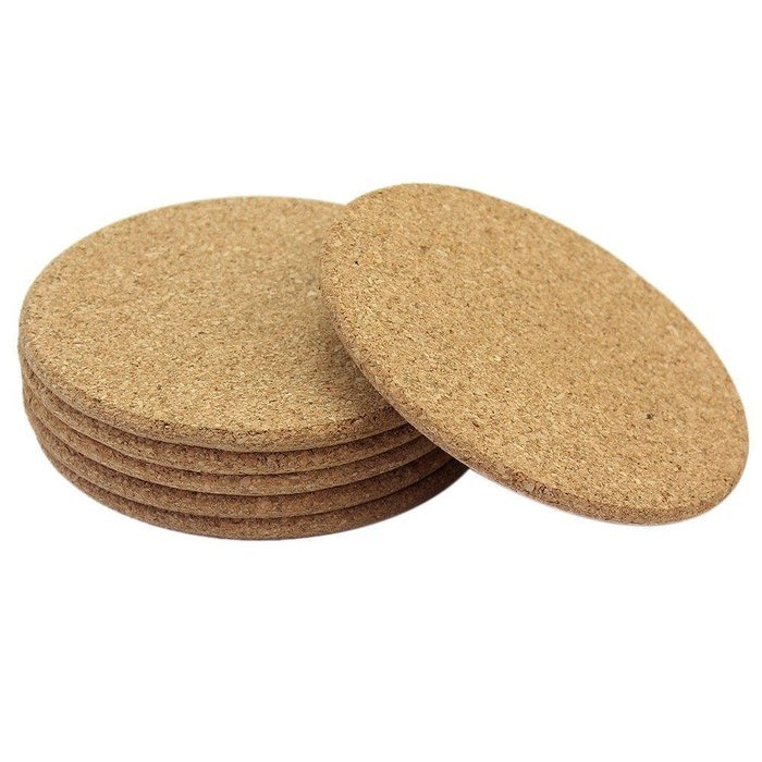 6Pcs Heat Insulation Round Cork Coaster Coffee Tea Cup Mat Pad for Household Use