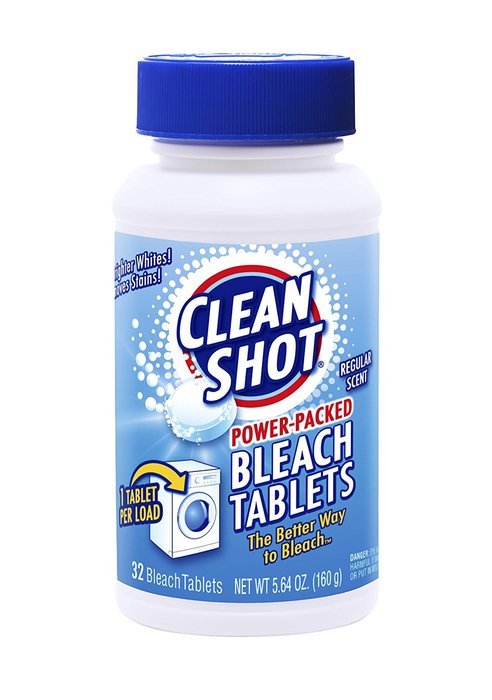 Clean Shot Bleach Tablets - 32 Ct. Concentrated Bleach for Laundry, Kitchen, Bathroom - Fresh Linen Scent N4