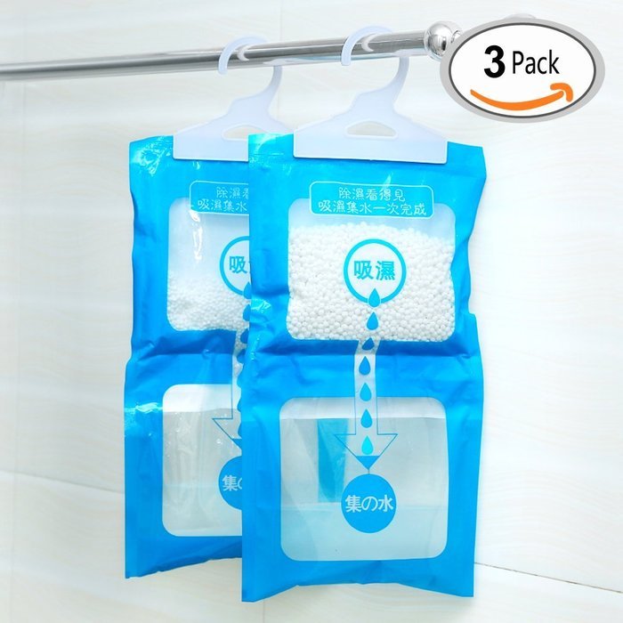 Travelmall 3 pack Kitchen Bathroom Closet Wardrobe Hanging Hygroscopic Dehumidifier bag Deodorizing Moistureproof... N5