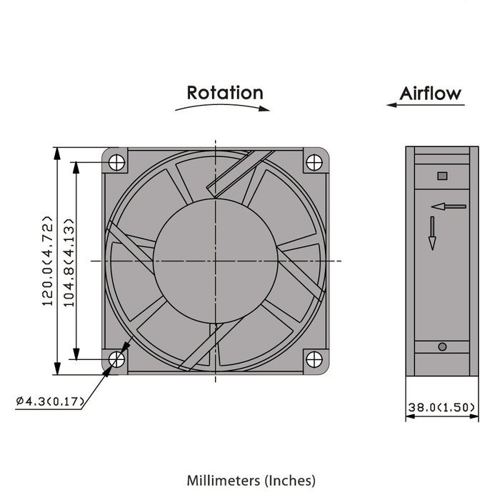 230V AC Cooling Fan. 120mm x 38mm HS N3