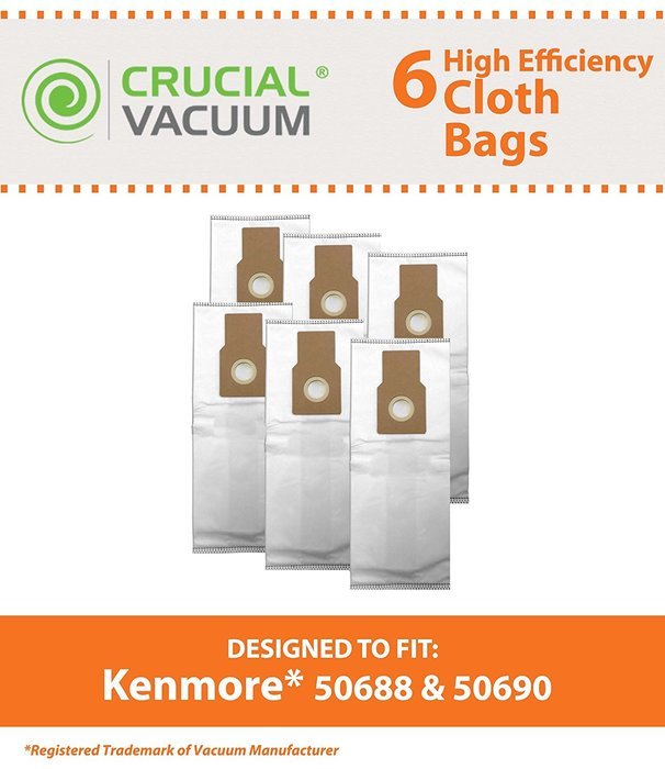 Kenmore 50688 50590 Allergen HEPA Style Cloth Filtration Vacuum Bags 6-Pack Fit Also Panasonic U-2, and Miele...