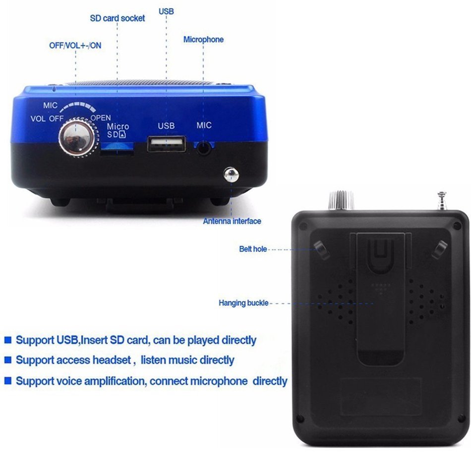 NEWGOOD Bluetooth Portable Voice Amplifier With Wireless Headset Microphone, MP3 Player(SD TF Card/ Flash Drive... N5